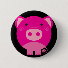Niedlicher runder Schwein-Cartoon Button