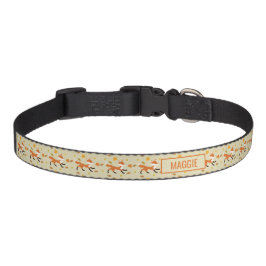 Niedlicher Running Fox mit Herbstblättern und Name Haustierhalsband