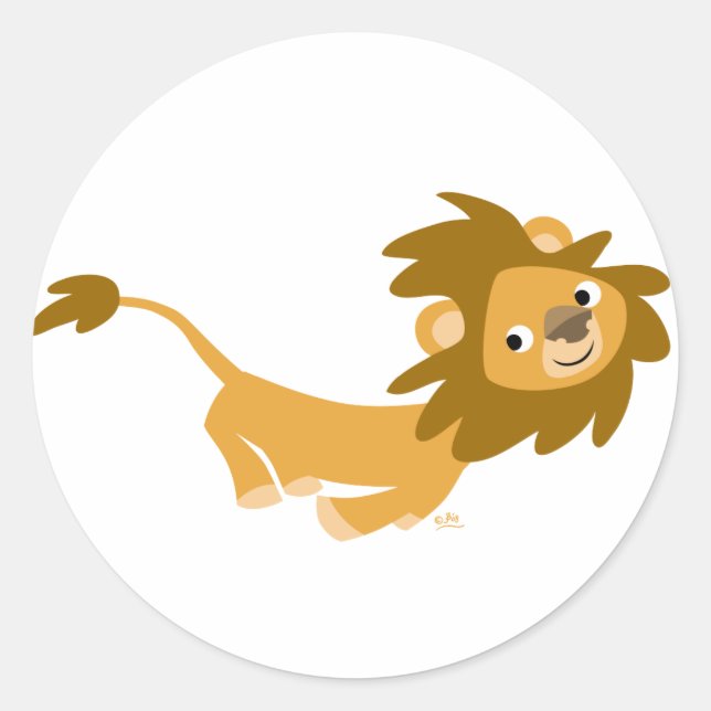 Niedlicher Running Lion Rundaufkleber Runder Aufkleber (Vorderseite)