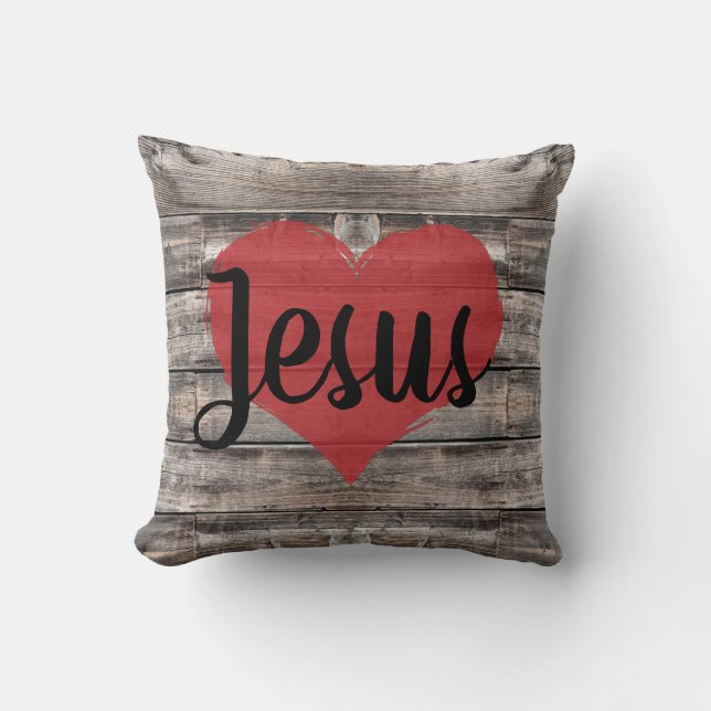 niedlicher rustikaler Chic JESUS HERZ | Kissen (Vorderseite)
