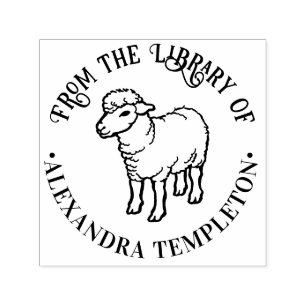 Niedlicher Rustikaler Lamm Schafe Ewe Bibliotheksn Permastempel