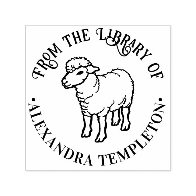 Niedlicher Rustikaler Lamm Schafe Ewe Bibliotheksn Permastempel (Design)