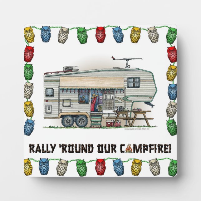 Niedlicher RV Vintager Camper Fotoplatte (Vorderseite)