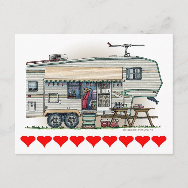Niedlicher RV Vintager Camper Postkarte (Vorderseite)