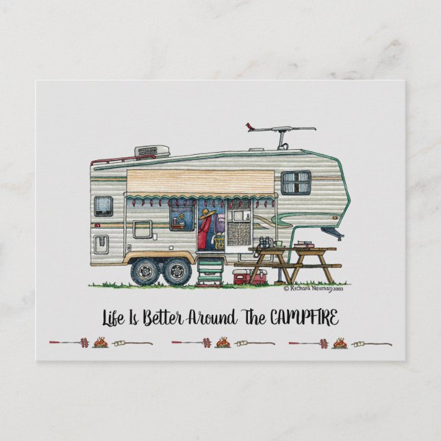 Niedlicher RV Vintager Camper Postkarte (Vorderseite)
