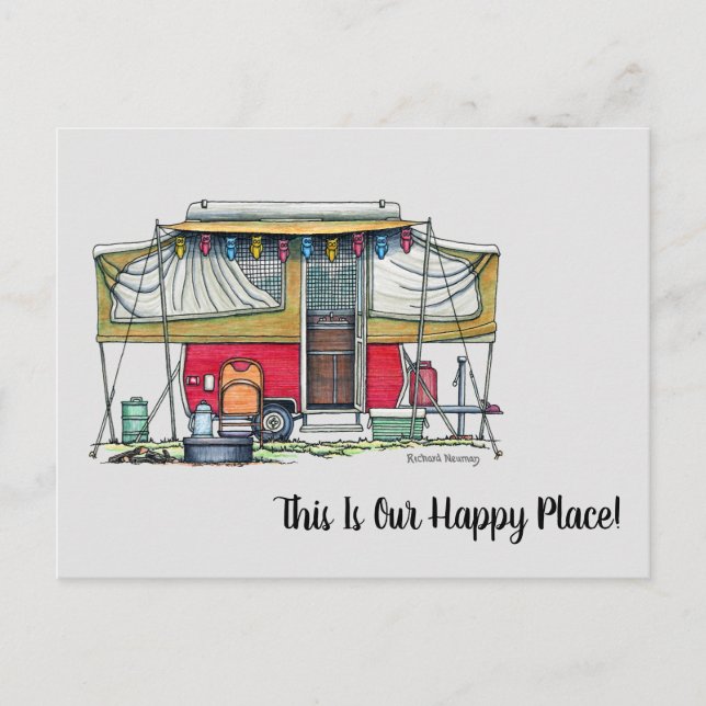 Niedlicher RV-Vintager Popupcamper Trailer Postkarte (Vorderseite)