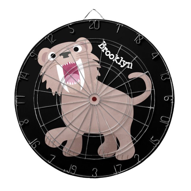 Niedlicher Säbeltoothy Tiger Smilodon Cartoon Dartscheibe (vorne)