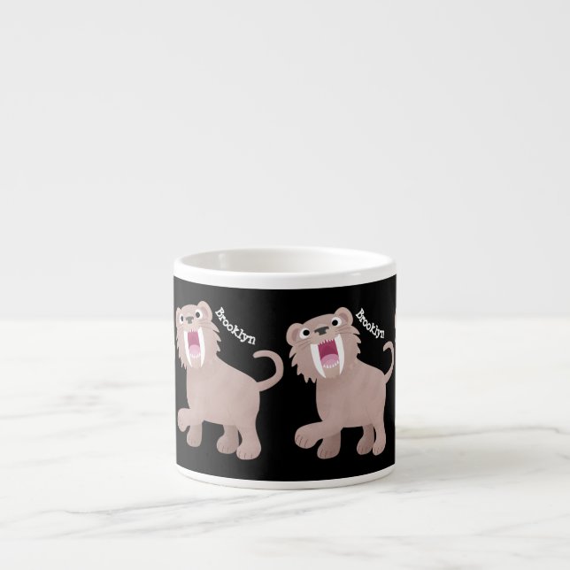 Niedlicher Säbeltoothy Tiger Smilodon Cartoon Espressotasse (Vorderseite)
