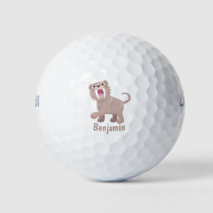 Niedlicher Säbeltoothy Tiger Smilodon Cartoon Golfball