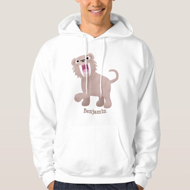 Niedlicher Säbeltoothy Tiger Smilodon Cartoon Hoodie (Vorderseite)