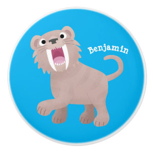 Niedlicher Säbeltoothy Tiger Smilodon Cartoon Keramikknauf