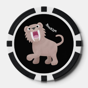 Niedlicher Säbeltoothy Tiger Smilodon Cartoon Pokerchips