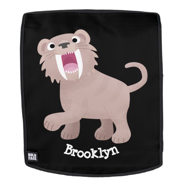 Niedlicher Säbeltoothy Tiger Smilodon Cartoon Rucksack (Abnehmbare Front)