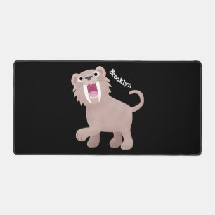 Niedlicher Säbeltoothy Tiger Smilodon Cartoon Schreibtischunterlage