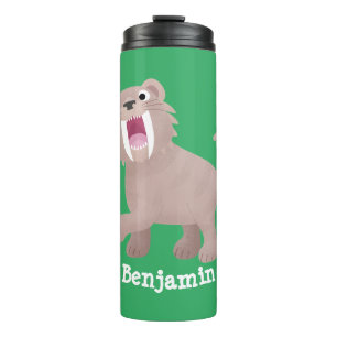 Niedlicher Säbeltoothy Tiger Smilodon Cartoon Thermosbecher