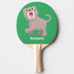 Niedlicher Säbeltoothy Tiger Smilodon Cartoon Tischtennis Schläger