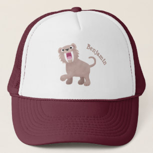 Niedlicher Säbeltoothy Tiger Smilodon Cartoon Truckerkappe