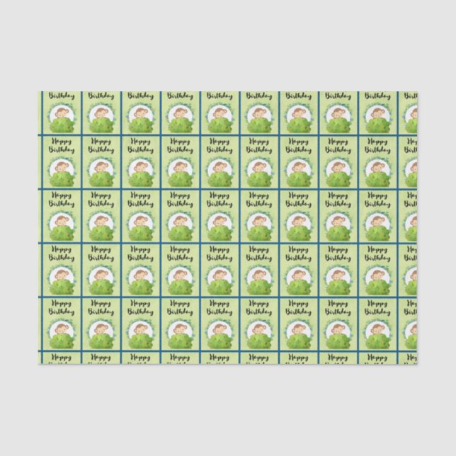 Niedlicher Safari Affe Happy Birthday Pattern Seidenpapier (Vorderseite)