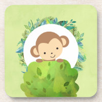 Niedlicher Safari-Affe mit tropischen Blätter