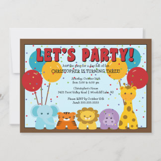 Niedlicher Safari-Jungle-Kindergeburtstag Einladung