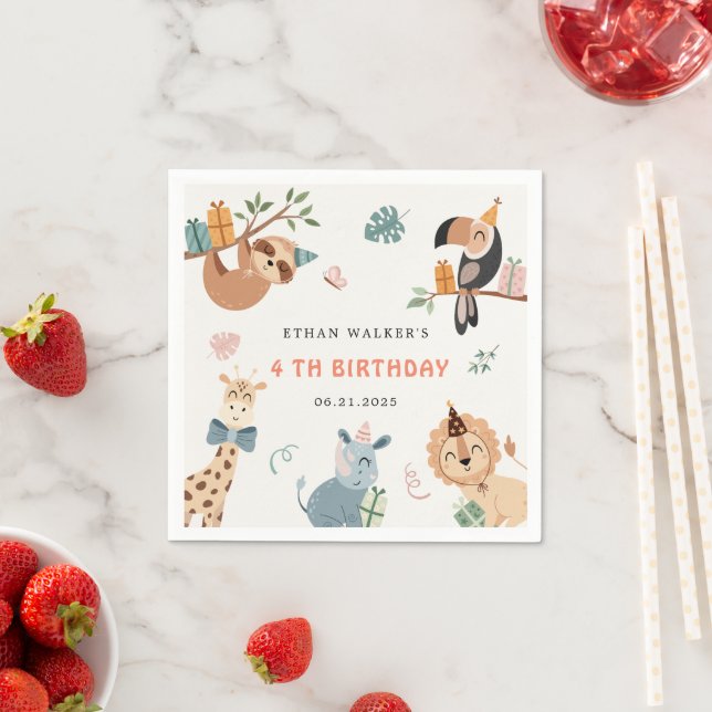 Niedlicher Safari Party Tiere Kindergeburtstag Serviette (Beispiel)