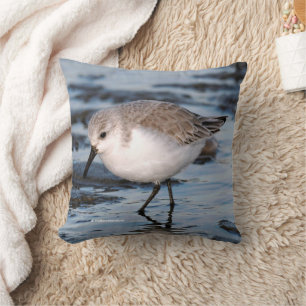 Niedlicher Sandpiper am Winterstrand Kissen