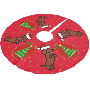 Niedlicher Sankt-Dackel-Weihnachtsbaum-Rock Polyester Weihnachtsbaumdecke