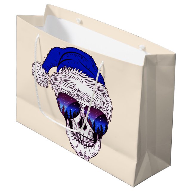 Niedlicher Sankt-Schädel mit sunglass Große Geschenktüte (Vorderseite Schrägansicht)