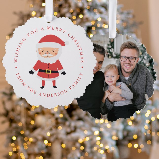 Niedlicher Santa Claus Foto Holiday Ornament Karte (Von Creator hochgeladen)