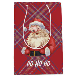 Niedlicher Santa Claus Ho ho ho kariert Scottish Mittlere Geschenktüte