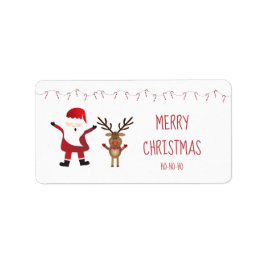 Niedlicher Santa Claus Reindeer Candy Canes Red Adressaufkleber