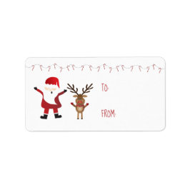 Niedlicher Santa Claus Reindeer Candy Canes Red Adressaufkleber