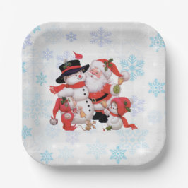 Niedlicher Santa Claus Snowman Snow Pappteller