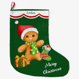 Niedlicher Santa Gingerbrot-Mann Großer Weihnachtsstrumpf