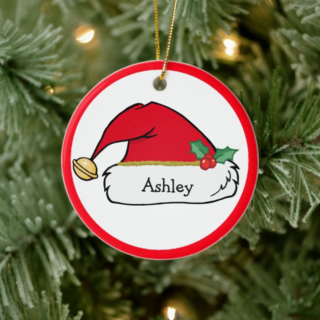 Niedlicher Santa Helper Personalisierter Weihnacht Keramik Ornament (Baum)