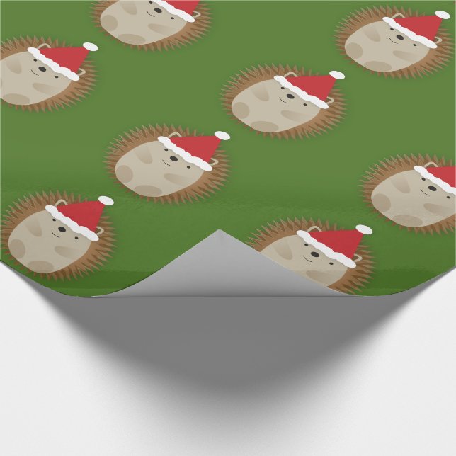 Niedlicher Santa Igel Geschenkpapier (Ecke)