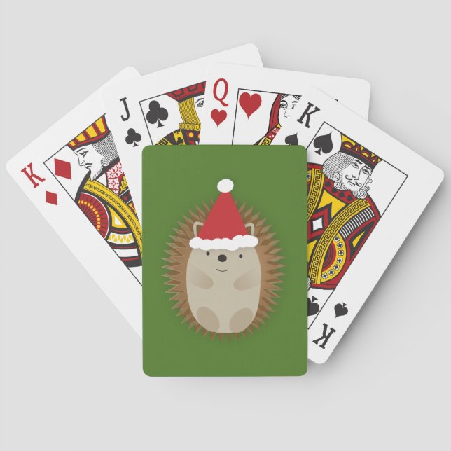 Niedlicher Santa Igel Spielkarten (Rückseite)