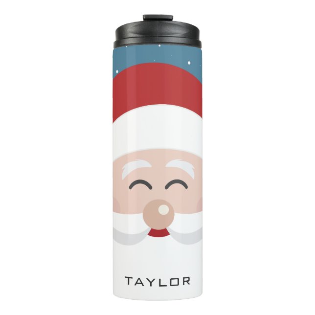 Niedlicher Santa individuelle Name Thermosbecher (Vorderseite)