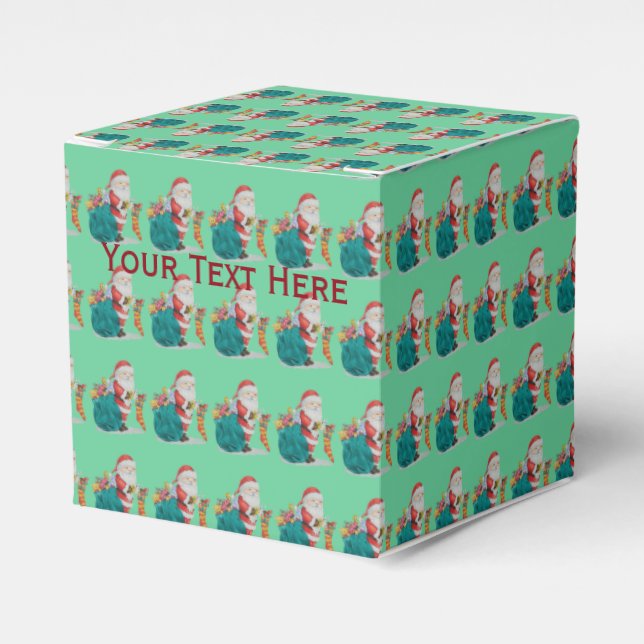 niedlicher Santa mit Geschenken und Spielzeug in S Geschenkschachtel (Vorderseite)