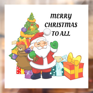 Niedlicher Santa mit Geschenkfenster Klammern Fensteraufkleber