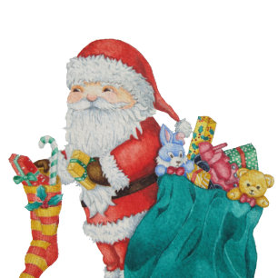 Niedlicher Santa mit verpackten Spielzeug Weihnach Geschenkpapier