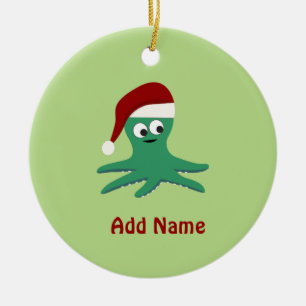 Niedlicher Santa Octopus Keramikornament