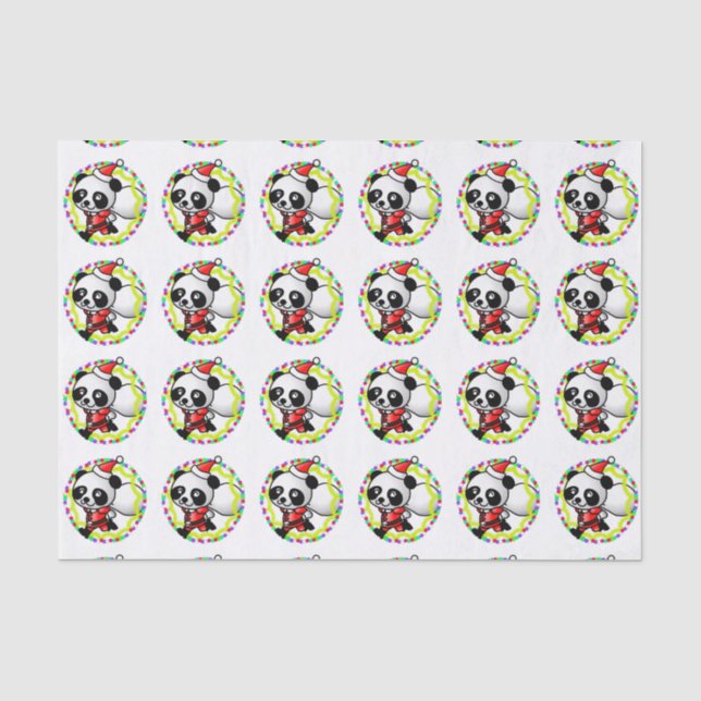 Niedlicher Santa Panda Bär mit Spielzeugtasche Seidenpapier (Vorderseite)