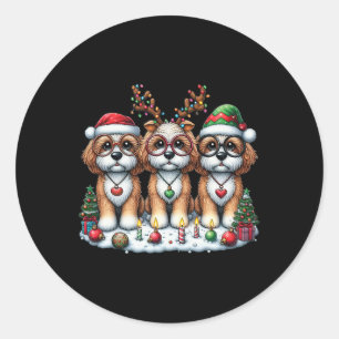 Niedlicher Santa Reindeer Elf Apoo Weihnachtsfraue Runder Aufkleber