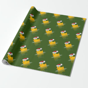 Niedlicher Santa Rubber Ente im Grünen Geschenkpapier