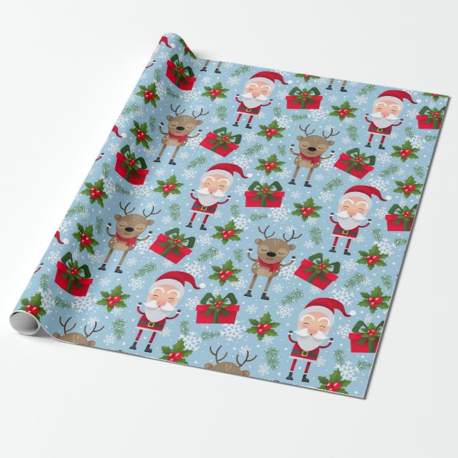 Niedlicher Santa Santa Santa Santa Santa Geschenkpapier (Ungerollt)
