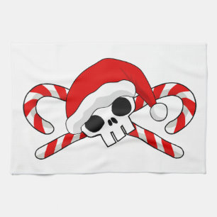 Niedlicher Santa Skull mit Candy Canes Handtuch