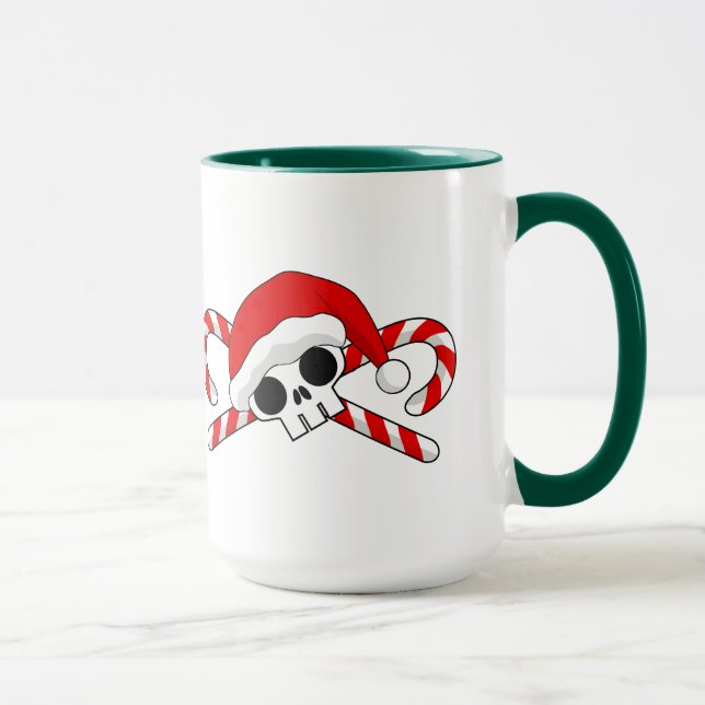 Niedlicher Santa Skull mit Candy Canes Tasse (Rechts)