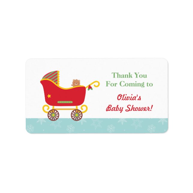 Niedlicher Santa Sleigh Baby Stroller Danke Labels Adressaufkleber (Vorne)