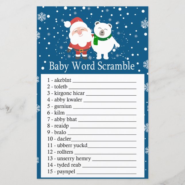 Niedlicher Santa und Eisbär Wortschatz (Vorderseite)